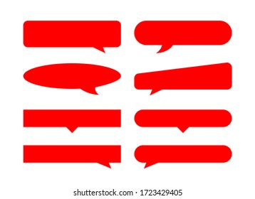 speech bubble horizontal red isolated on white, many horizontal frame speech bubble shape, dialog box balloon for text title, discussion chat symbol for banner, various balloon for talk, vector