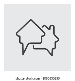 Speech bubble house line icon vector