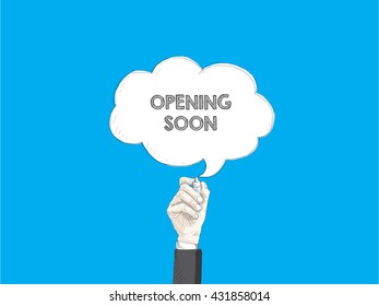 speech bubble and human hand