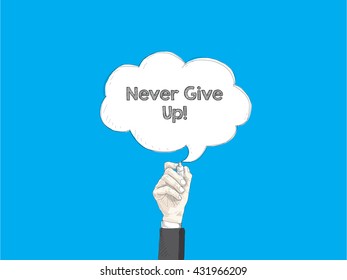 speech bubble and human hand