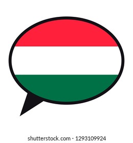 La bandera de Hungría de la burbuja de discursos sobre fondo blanco. Símbolo de comunicación social. Icono de conversación, elemento vector.