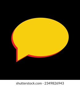 Speech bubble icon. 3D Extruded Yellow Icon with Red Sides a Black background. Illustration.