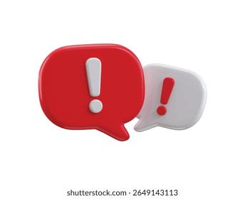 Ícone de balão de fala com ícone de aviso de alerta conceito de renderização 3d de mensagem de spam, ícone de notificação de mensagem de spam ilustração vetorial