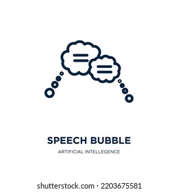 speech bubble icon from artificial intellegence and future technology collection. Thin linear speech bubble, talk, communication outline icon isolated on white background. Line vector speech bubble 