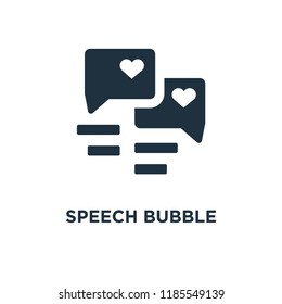 Speech bubble icon. Black filled vector illustration. Speech bubble symbol on white background. Can be used in web and mobile.