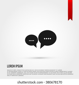 Speech bubble icon. Black silhouette speech bubble. Flat design style. Template for design.