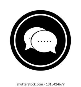 Sprechblase-Symbol in schwarz-weißem Kreis