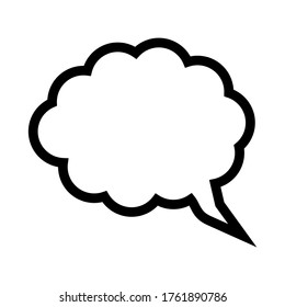 icono de burbuja de voz. cuadro de diálogo en blanco con forma de nube dibujada a mano aislada en fondo blanco. ilustración vectorial 