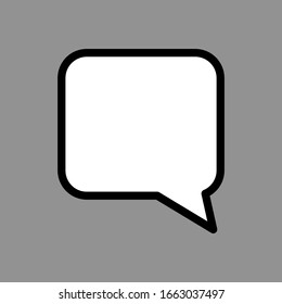 speech bubble icon. blank white dialogue box isolated on grey background. vector illustration