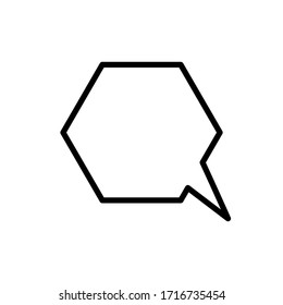 speech bubble icon. blank white chat box hexagon shape isolated on white background. vector illustration
