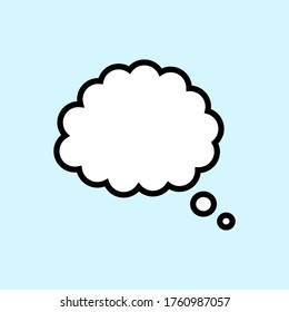 speech bubble icon. blank white dialog box with cloud shape isolated on blue background. vector illustration