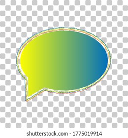 Speech bubble icon. Blue to green gradient Icon with Four Roughen Contours on stylish transparent Background. Illustration.