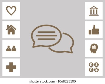 Speech Bubble Icon With Bonus Icons. Eps-10.
