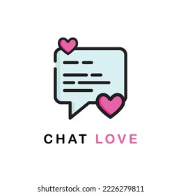 Speech bubble icon. chat icon with heart sign in line art. Modern, simple, chat symbols for website design, mobile app, ui. Vector Illustration