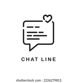 Icono de burbuja de voz. icono de chat con el arte de la línea de inicio de sesión de corazón. Símbolos modernos, simples, de chat para diseño de sitio web, aplicación móvil, ui. Ilustración vectorial
