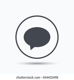 Speech bubble icon. Chat symbol. Circle button with flat web icon on white background. Vector