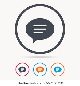 Speech bubble icon. Chat symbol. Colored circle buttons with flat web icon. Vector