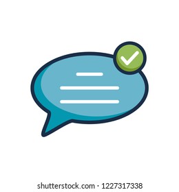 speech bubble icon with check mark icon in trendy flat style 
