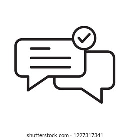 speech bubble icon with check mark icon in trendy flat style 