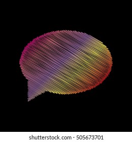 Speech bubble icon. Coloful chalk effect on black backgound.
