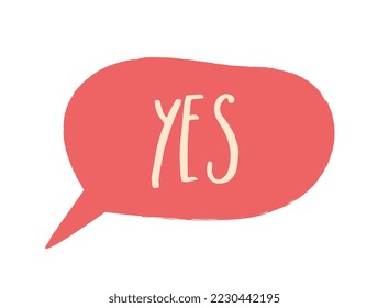 Speech bubble icon. Colorful cloud with inscription yes. graphic element for website, infographics and interface for programs and applications. Consent and positivity. Cartoon flat vector illustration