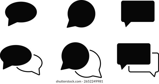 Icono de la burbuja del discurso. Iconos de información de contacto.  Mensaje en las redes sociales. Símbolo de comunicación en línea. Iconos de chat. Signo de chat de Web. Símbolo de mensaje de moda
