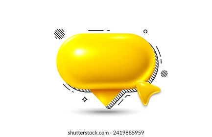 Speech bubble icon with cursor pointer. Yellow chat comment 3d icon. Talk message box. Modern realistic 3d design. Support speech bubble, chat message box. Social media dialog banner. Vector