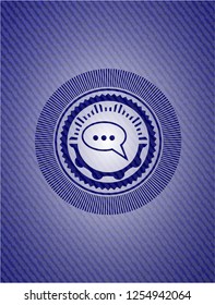 speech bubble icon with denim texture