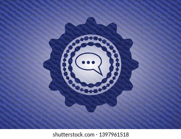 speech bubble icon with denim texture
