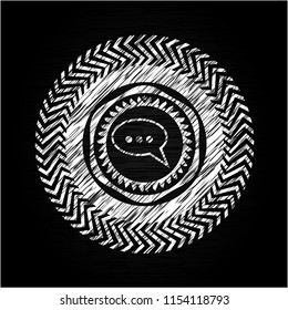 speech bubble icon drawn chalk emblem, retro style, chalk or chalkboard texture