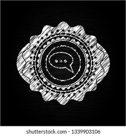 speech bubble icon drawn chalk emblem, retro style, chalk or chalkboard texture