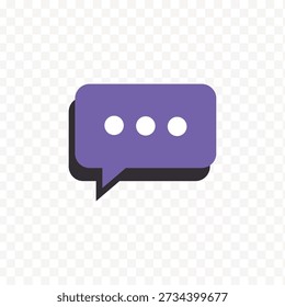 Speech bubble icon with ellipsis in flat design style vector, PNG