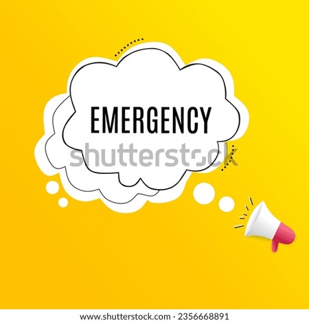 Speech bubble icon emergency banner design concept. Vector illustration.