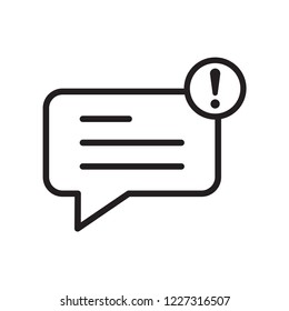 speech bubble icon with exclamation in trendy flat design 