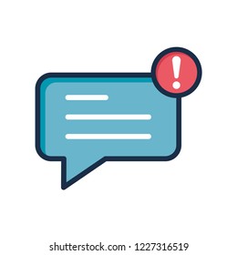 speech bubble icon with exclamation in trendy flat design 