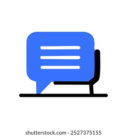 Speech bubble icon. Flat design style. Blue chat symbol vector illustration.