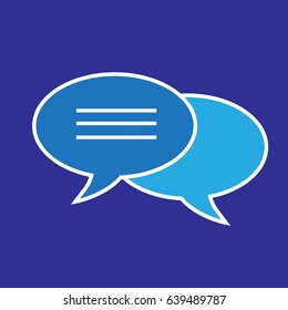 Speech bubble icon. Flat design. Blue and white. Vector.