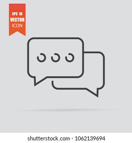 Speech bubble icon in flat style isolated on grey background. For your design, logo. Vector illustration.