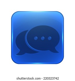 speech bubble icon - glossy blue button