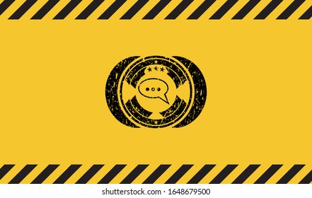 speech bubble icon grunge warning sign emblem. Vector Illustration. Detailed.