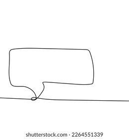 Speech bubble icon hand drawn with single one continuous line. Isolated vector illustration. Editable stroke.