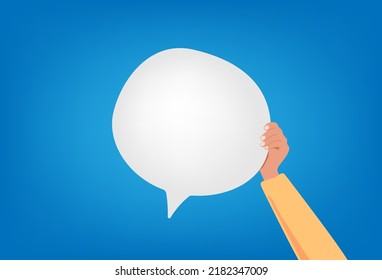 Speech bubble icon in hand illustration for your text