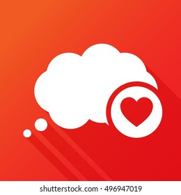 Speech bubble icon, heart symbol, favorite sign