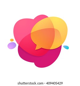 Speech bubble icon with heart volume logo.