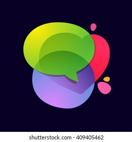 Speech bubble icon with heart volume logo.