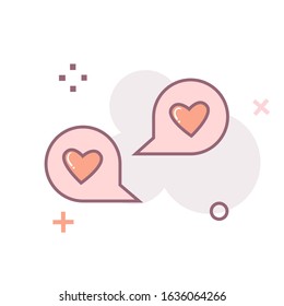 speech bubble icon with hearts icon for valentines day celebration, thin line style, vector
