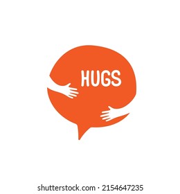 Speech bubble icon with hugs illustration