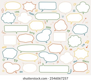 Speech bubble and icon illustration set Material Heading Decorative border Speech bubble Variation Decoration Line