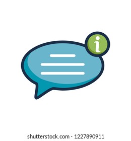 speech bubble icon with information sign icon in trendy flat design 