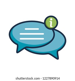 speech bubble icon with information sign icon in trendy flat design 